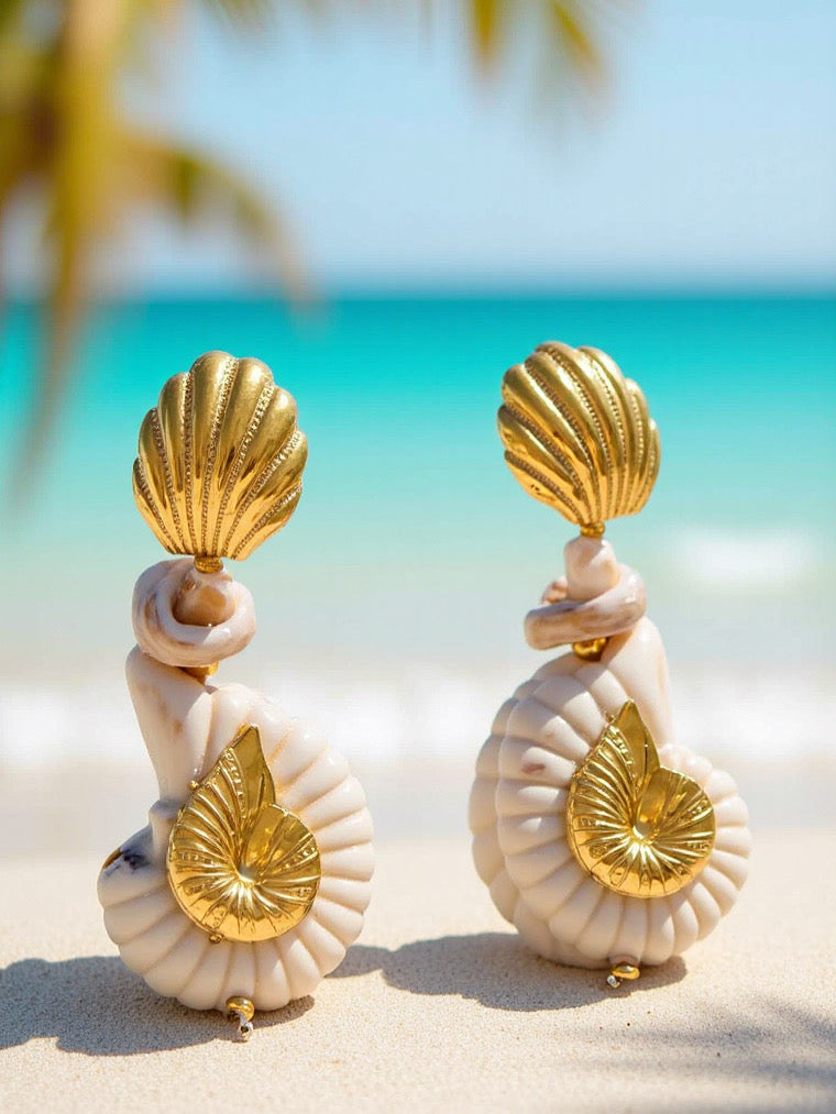Lamu Sea Shell Drop Earrings