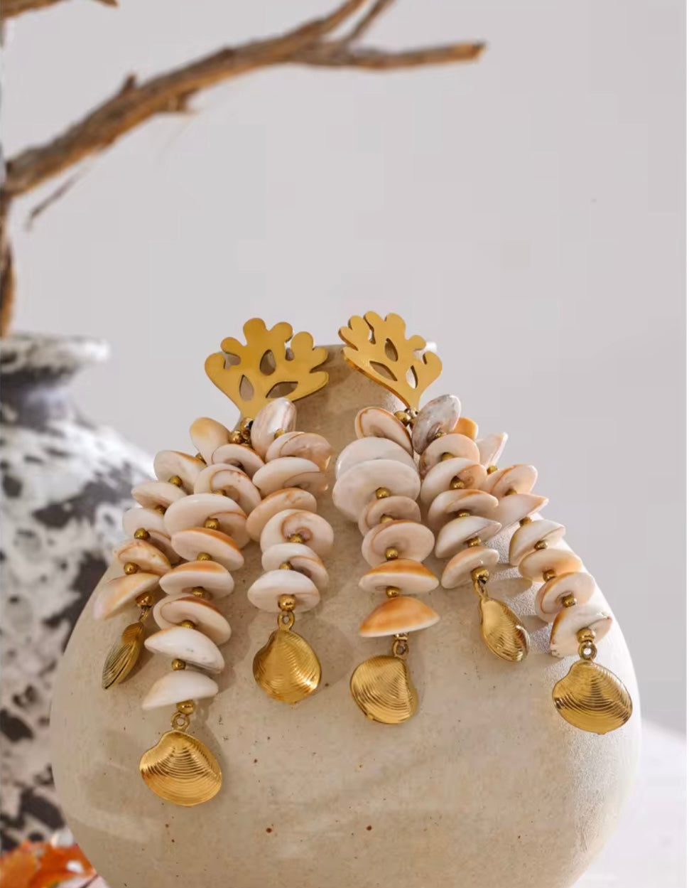 Zanzibar Natural Shell Drop Earrings