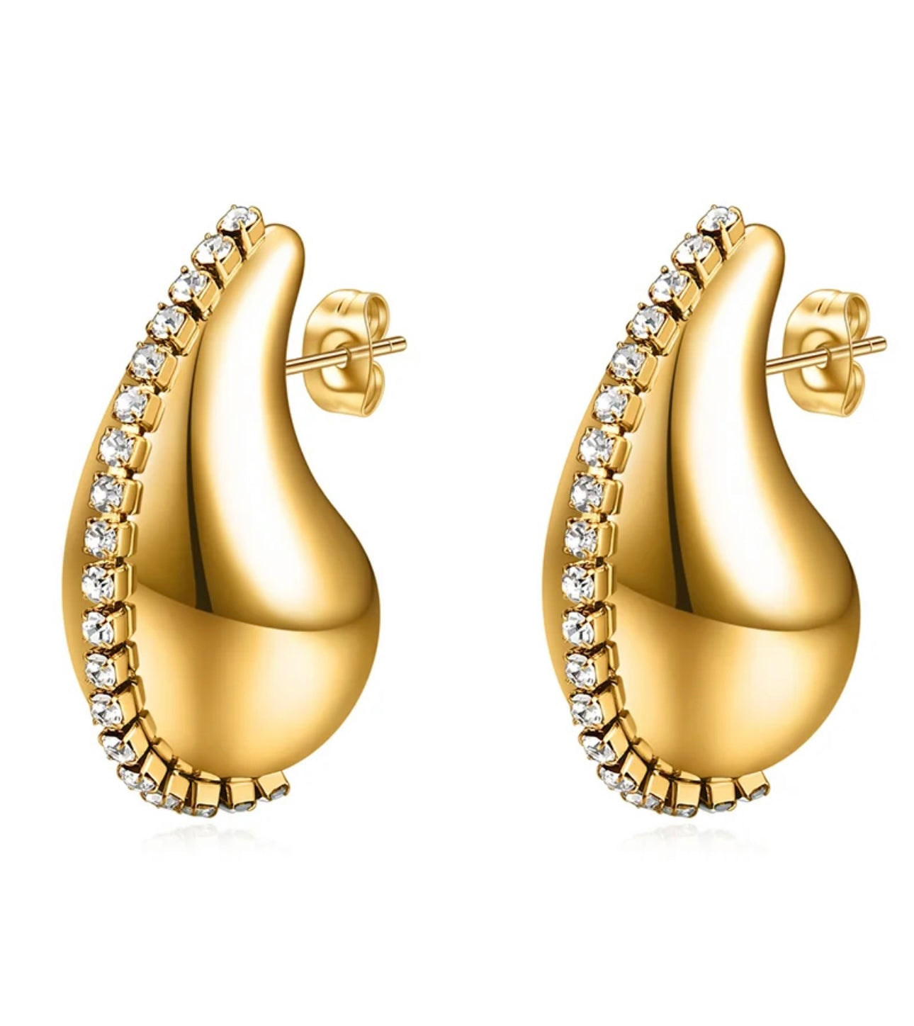 Lily Medium Teardrop Earrings (Gold/Platinum)