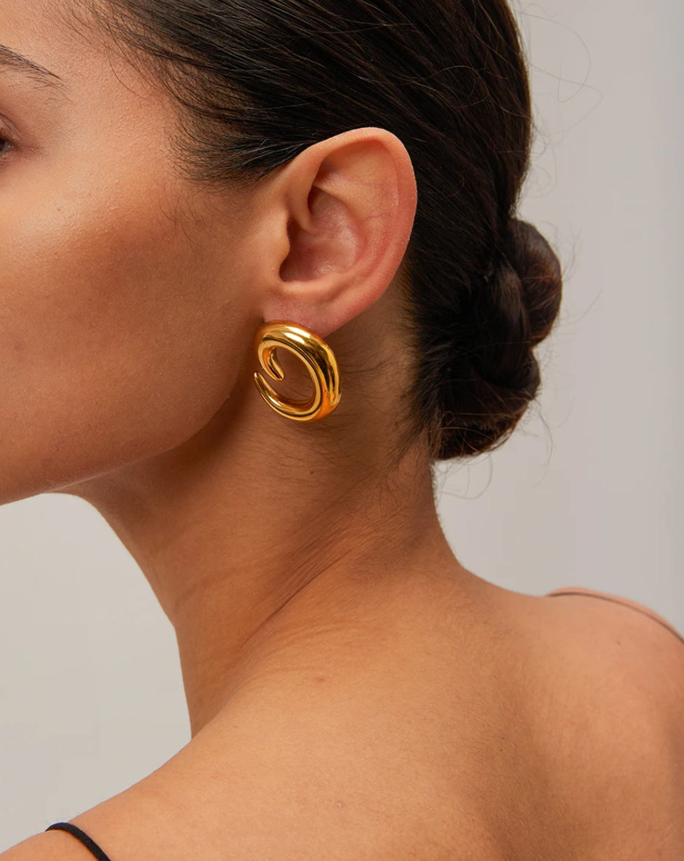 Joyce Swirl Earrings -18K Gold Plated