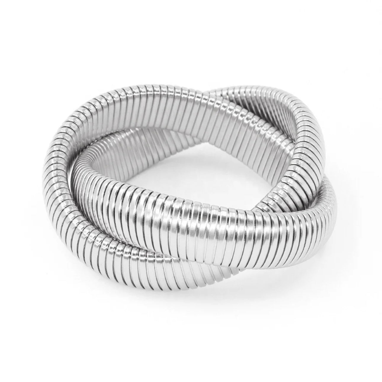 Grace Double Twist Bangle - Platinum  (PRE-ORDER)