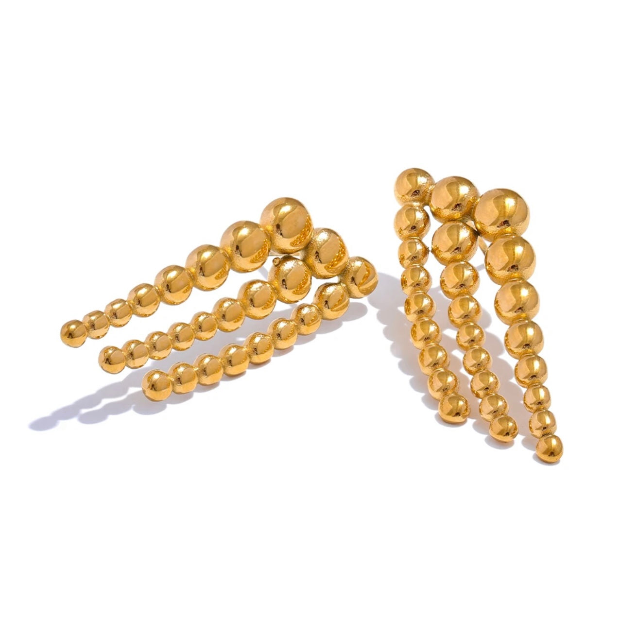 Victoria Beaded Waterfall Earrings - 18K Gold Plated