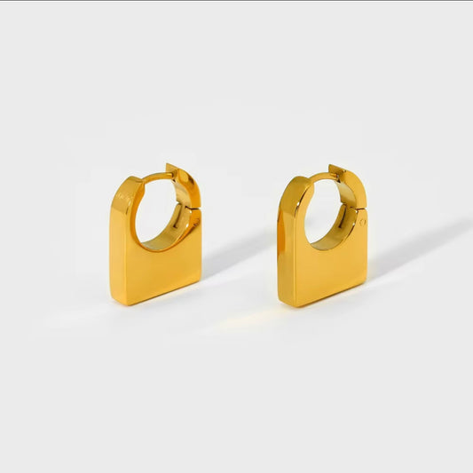 Cassidy Square Huggies-18K Gold